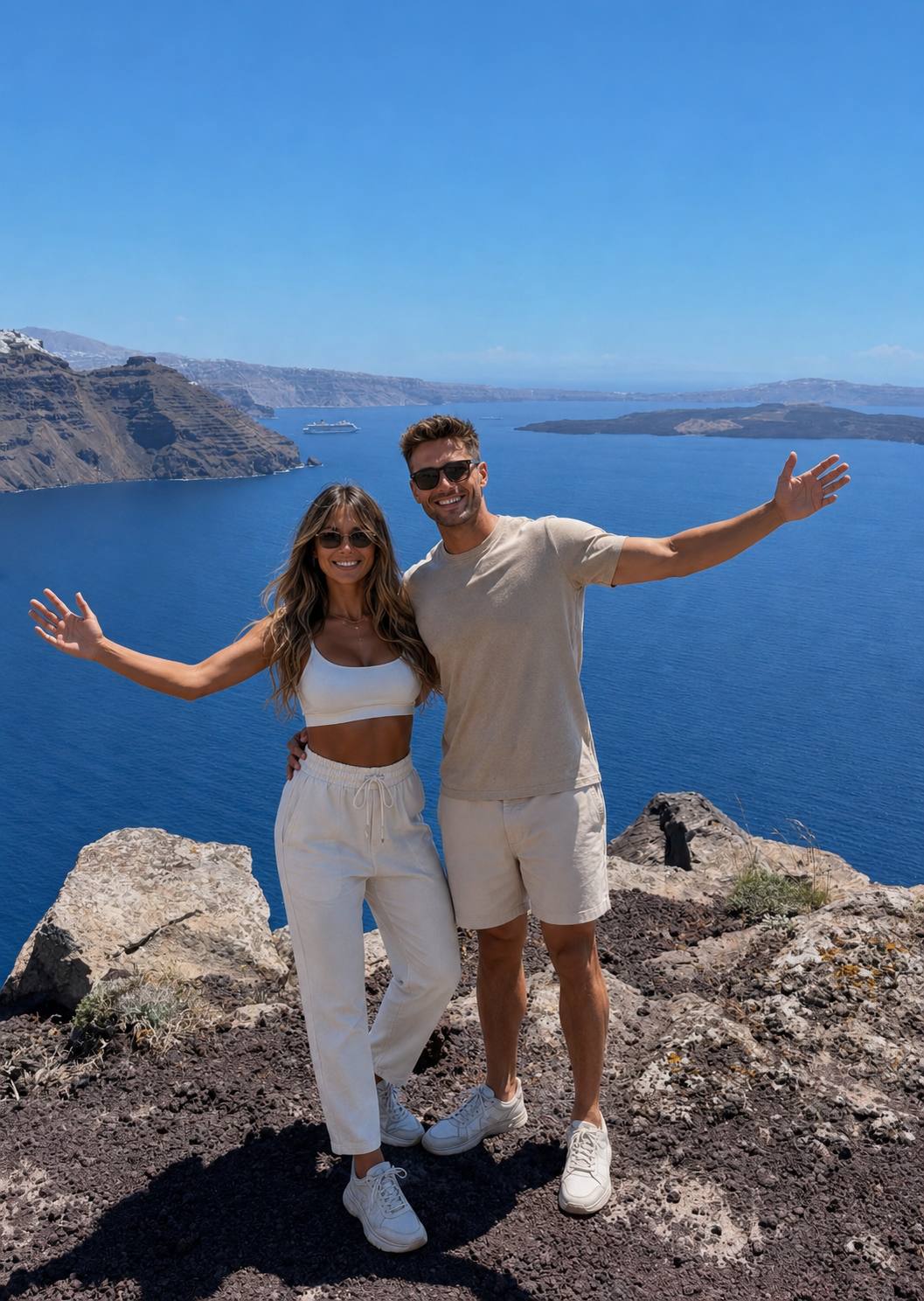 Influencer creators overlooking the sea